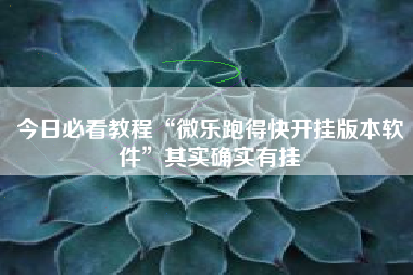 今日必看教程“微乐跑得快开挂版本软件	”其实确实有挂