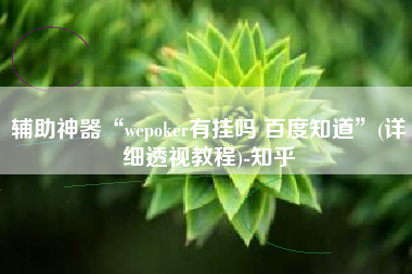 辅助神器“wepoker有挂吗 百度知道	”(详细透视教程)-知乎